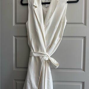 Abercrombie & Fitch Cream Sleeveless Wrap Dress with Tie